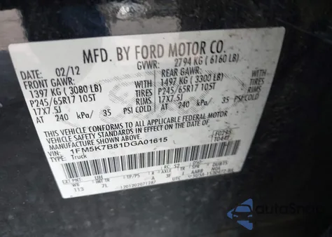 2013 Ford Explorer from USA, damaged, VIN 1FM5K7B81DGA01615
